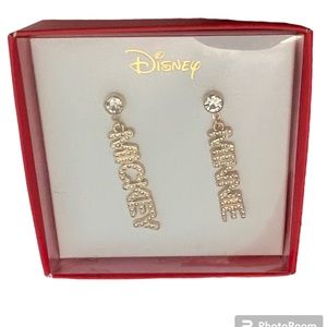 Disney Mickey & Minnie Dangle Gold Glitz Earring Set NIB